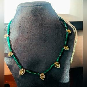 Royal !House Of RuSa Stunning necklace withh green stones and vintage zircons